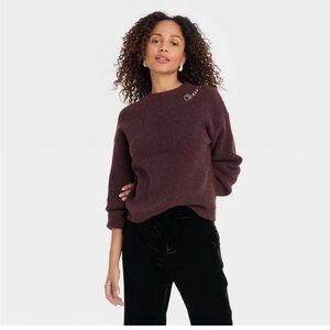 Women's Burgundy Sweater A New Day Medium CHEERS
